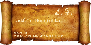 Ladár Henrietta névjegykártya